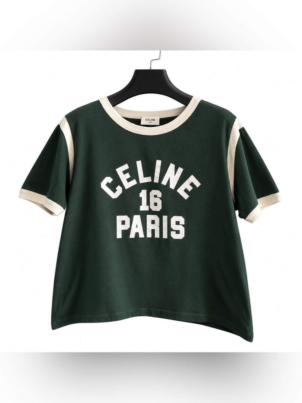 Celine Green and Cream Graphic Tee